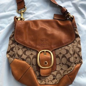 Coach Brown and Tan Shoulder Bag